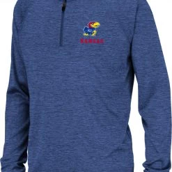 Colosseum Youth Kansas Jayhawks Blue Quarter-Zip Pullover Shirt For Girls'