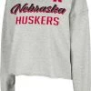 Colosseum Women's Nebraska Cornhuskers Grey Treehouse Cropped Pullover Hoodie