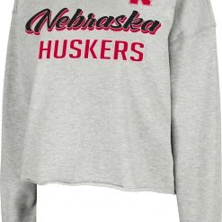 Colosseum Women's Nebraska Cornhuskers Grey Treehouse Cropped Pullover Hoodie