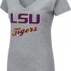 Colosseum Women's LSU Tigers Grey Dual Blend V-Neck T-Shirt