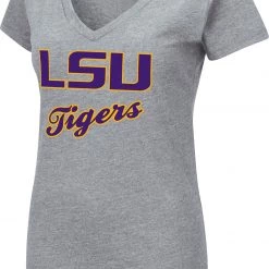 Colosseum Women's LSU Tigers Grey Dual Blend V-Neck T-Shirt