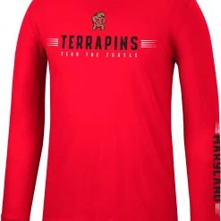 Colosseum Men's Maryland Terrapins Red Spackler Longsleeve T-Shirt