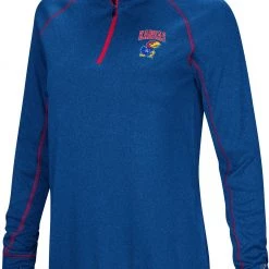 Colosseum Women's Kansas Jayhawks Blue Stingray 1/4 Zip Jacket