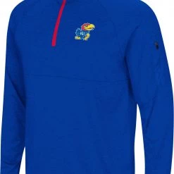 Colosseum Men's Kansas Jayhawks Blue Rival 1/4 Zip Jacket