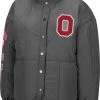 Colosseum Women's Ohio State Buckeyes Gray Full-Snap Quilted Shirt Jacket