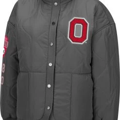Colosseum Women's Ohio State Buckeyes Gray Full-Snap Quilted Shirt Jacket