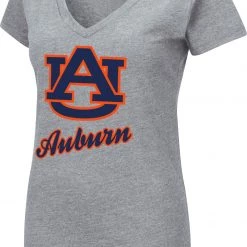 Colosseum Women's Auburn Tigers Grey Dual Blend V-Neck T-Shirt
