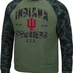 Colosseum Men's Indiana Hoosiers Green OHT Crew Pullover Sweatshirt