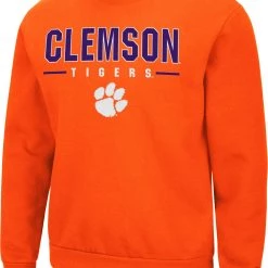 Colosseum Men's Clemson Tigers Orange Time Machine Crew Pullover Sweatshirt
