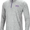 Colosseum Men's TCU Horned Frogs Grey Slub 1/4 Zip Jacket