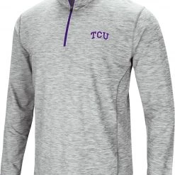 Colosseum Men's TCU Horned Frogs Grey Slub 1/4 Zip Jacket
