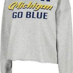Colosseum Women's Michigan Wolverines Grey Treehouse Cropped Pullover Hoodie