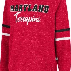 Colosseum Women's Maryland Terrapins Red Beach Break Pullover Sweatshirt