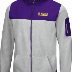 Colosseum Men's LSU Tigers Grey Swartz Full-Zip Jacket