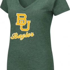 Colosseum Women's Baylor Bears Green Dual Blend V-Neck T-Shirt