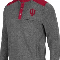 Colosseum Men's Indiana Hoosiers Grey Huff Quarter-Snap Pullover Jacket