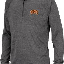 Colosseum Youth USC Trojans Grey Quarter-Zip Pullover Shirt For Girls'