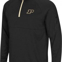 Colosseum Men's Purdue Boilermakers Black Rival 1/4 Zip Jacket