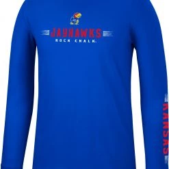 Colosseum Men's Kansas Jayhawks Blue Spackler Longsleeve T-Shirt