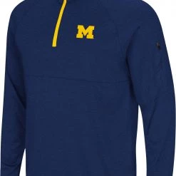 Colosseum Men's Michigan Wolverines Blue Rival 1/4 Zip Jacket