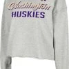 Colosseum Women's Washington Huskies Grey Treehouse Cropped Pullover Hoodie