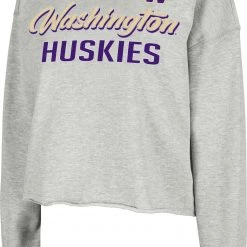 Colosseum Women's Washington Huskies Grey Treehouse Cropped Pullover Hoodie