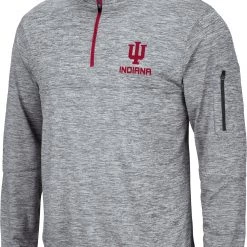 Colosseum Men's Indiana Hoosiers Grey Quarter-Zip Pullover Shirt