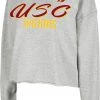 Colosseum Women's USC Trojans Grey Treehouse Cropped Pullover Hoodie