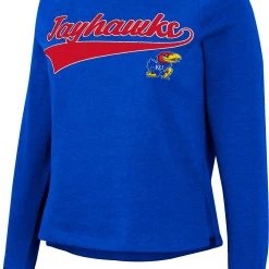 Colosseum Women's Kansas Jayhawks Blue Already Did Pullover Sweatshirt