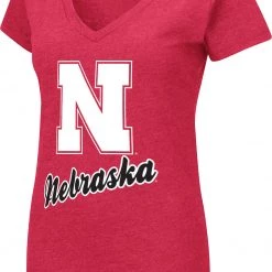 Colosseum Women's Nebraska Cornhuskers Scarlet Dual Blend V-Neck T-Shirt