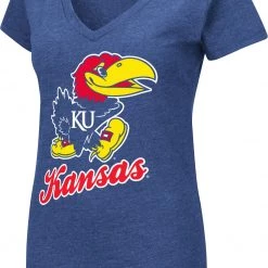 Colosseum Women's Kansas Jayhawks Blue Dual Blend V-Neck T-Shirt
