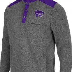 Colosseum Men's Kansas State Wildcats Grey Huff Quarter-Snap Pullover Jacket