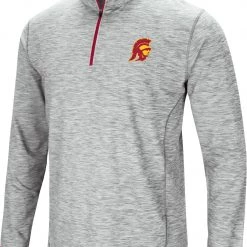 Colosseum Men's USC Trojans Gray Rival Poly 1/4 Zip Jacket