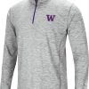 Colosseum Men's Washington Huskies Gray Rival Poly 1/4 Zip Jacket