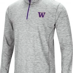 Colosseum Men's Washington Huskies Gray Rival Poly 1/4 Zip Jacket