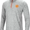 Colosseum Men's Clemson Tigers Gray Rival Poly 1/4 Zip Jacket