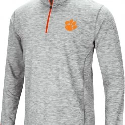 Colosseum Men's Clemson Tigers Gray Rival Poly 1/4 Zip Jacket