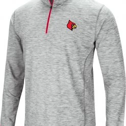 Colosseum Men's Louisville Cardinals Gray Rival Poly 1/4 Zip Jacket