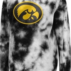 Colosseum Women's Iowa Hawkeyes Black Tie-Dye Crew Pullover Sweatshirt