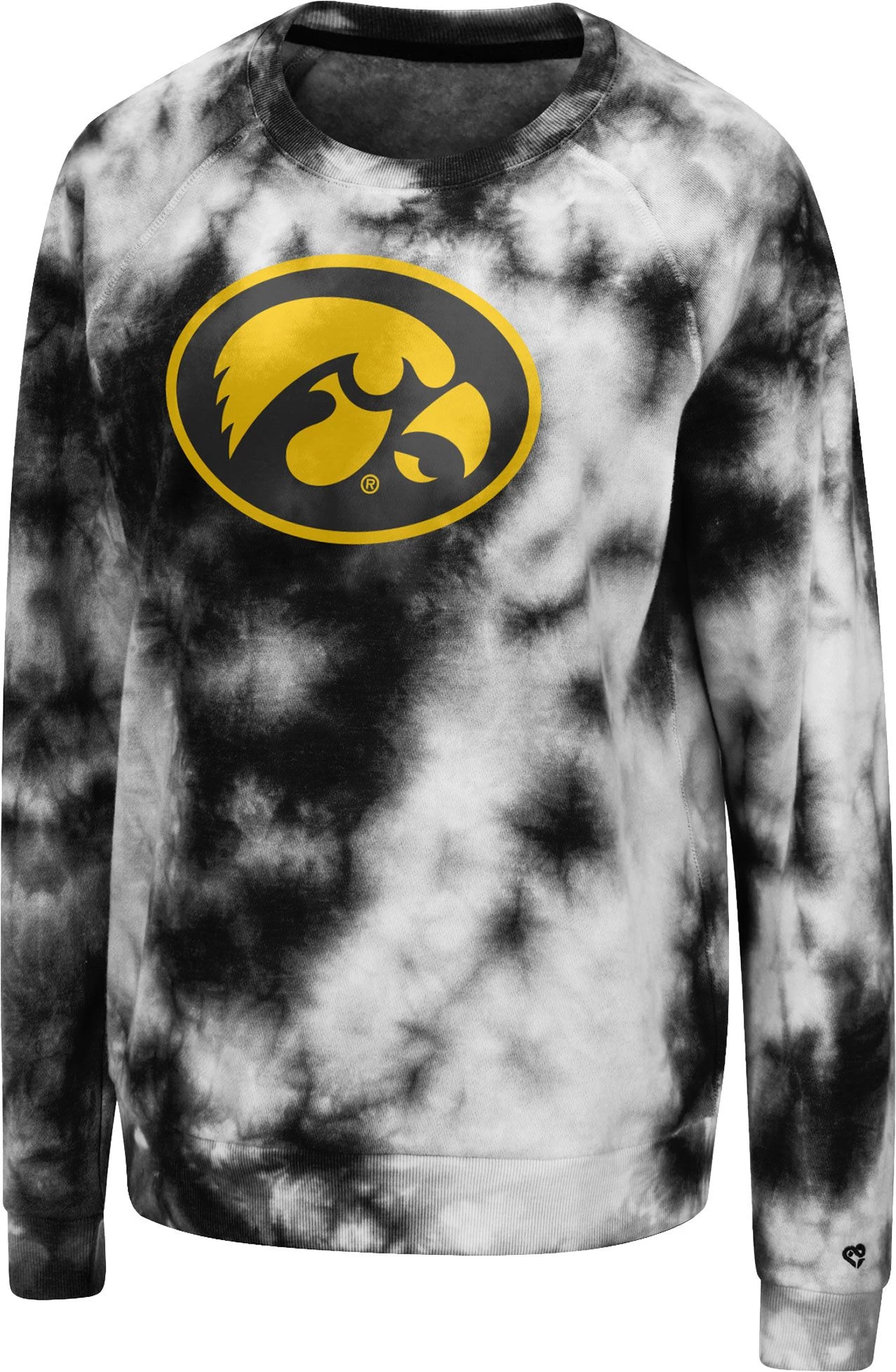 Colosseum Women's Iowa Hawkeyes Black Tie-Dye Crew Pullover Sweatshirt 1 Colosseum Women's Iowa Hawkeyes Black Tie-Dye Crew Pullover Sweatshirt