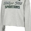 Colosseum Women's Michigan State Spartans Grey Treehouse Cropped Pullover Hoodie