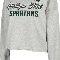 Colosseum Women's Michigan State Spartans Grey Treehouse Cropped Pullover Hoodie
