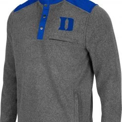 Colosseum Men's Duke Blue Devils Grey Huff Quarter-Snap Pullover Jacket