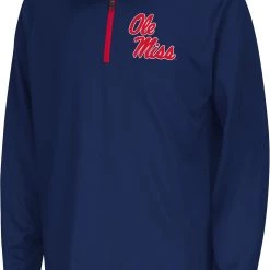 Colosseum Youth Ole Miss Rebels Navy Draft 1/4 Zip Jacket For Boys'