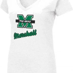 Colosseum Women's Marshall Thundering Herd White Dual Blend V-Neck T-Shirt