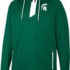 Colosseum Men's Michigan State Spartans Green Brushwood 1/4 Zip Jacket