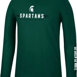 Colosseum Men's Michigan State Spartans Green Spackler Longsleeve T-Shirt