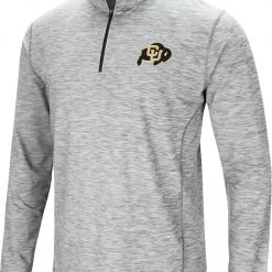 Colosseum Men's Colorado Buffaloes Gray Rival Poly 1/4 Zip Jacket