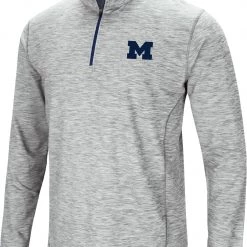 Colosseum Men's Michigan Wolverines Gray Rival Poly 1/4 Zip Jacket