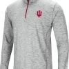 Colosseum Men's Indiana Hoosiers Gray Rival Poly 1/4 Zip Jacket